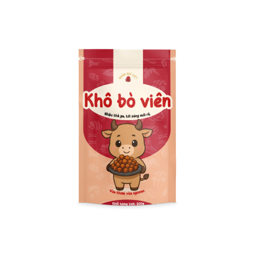 bao bì sản phẩm khô bò viên 300g