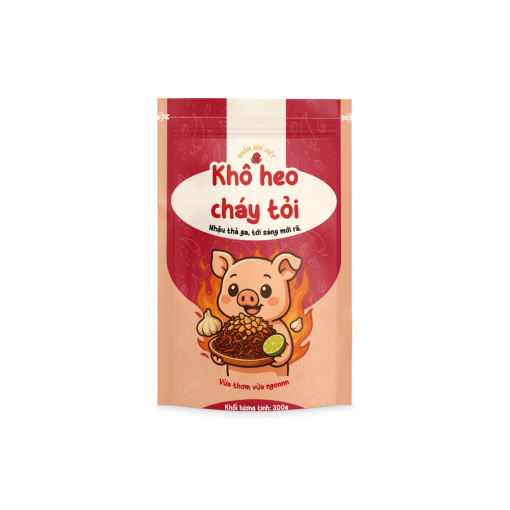 bao bì sản phẩm khô heo cháy tỏi 300g