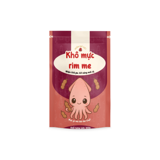 bao bì sản phẩm mực rim me 300g