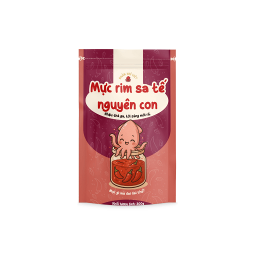 bao bì sản phẩm mực rim sa tế nguyên con 300g