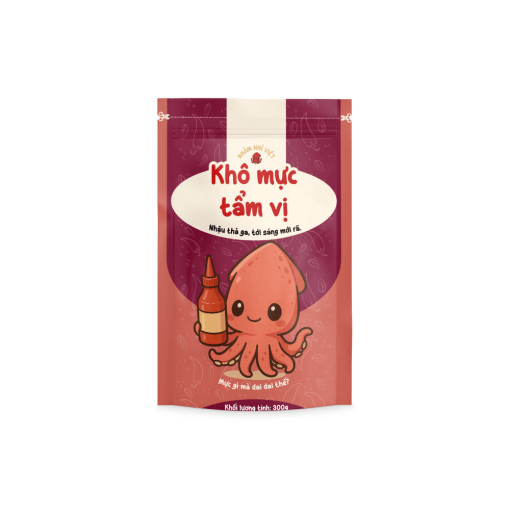 bao bì sản phẩm khô mực tẩm vị 300g