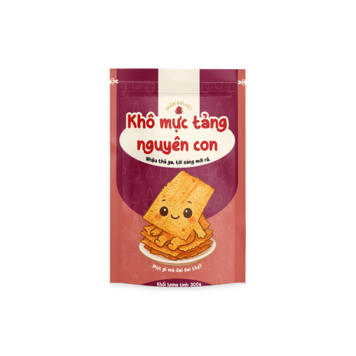 bao bì sản phẩm khô mực tảng nguyên con 300g
